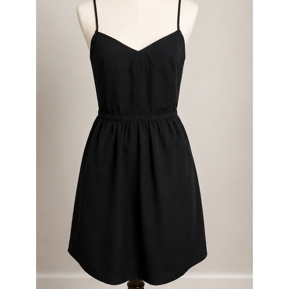 J.Crew Black Spaghetti Strap V-Neck Pocket Dress Womens 4